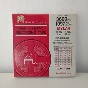Realistic Recording Tape 3600 FT. Mylar 0.5 MIL 7" Reel New Old Stock SEALED
